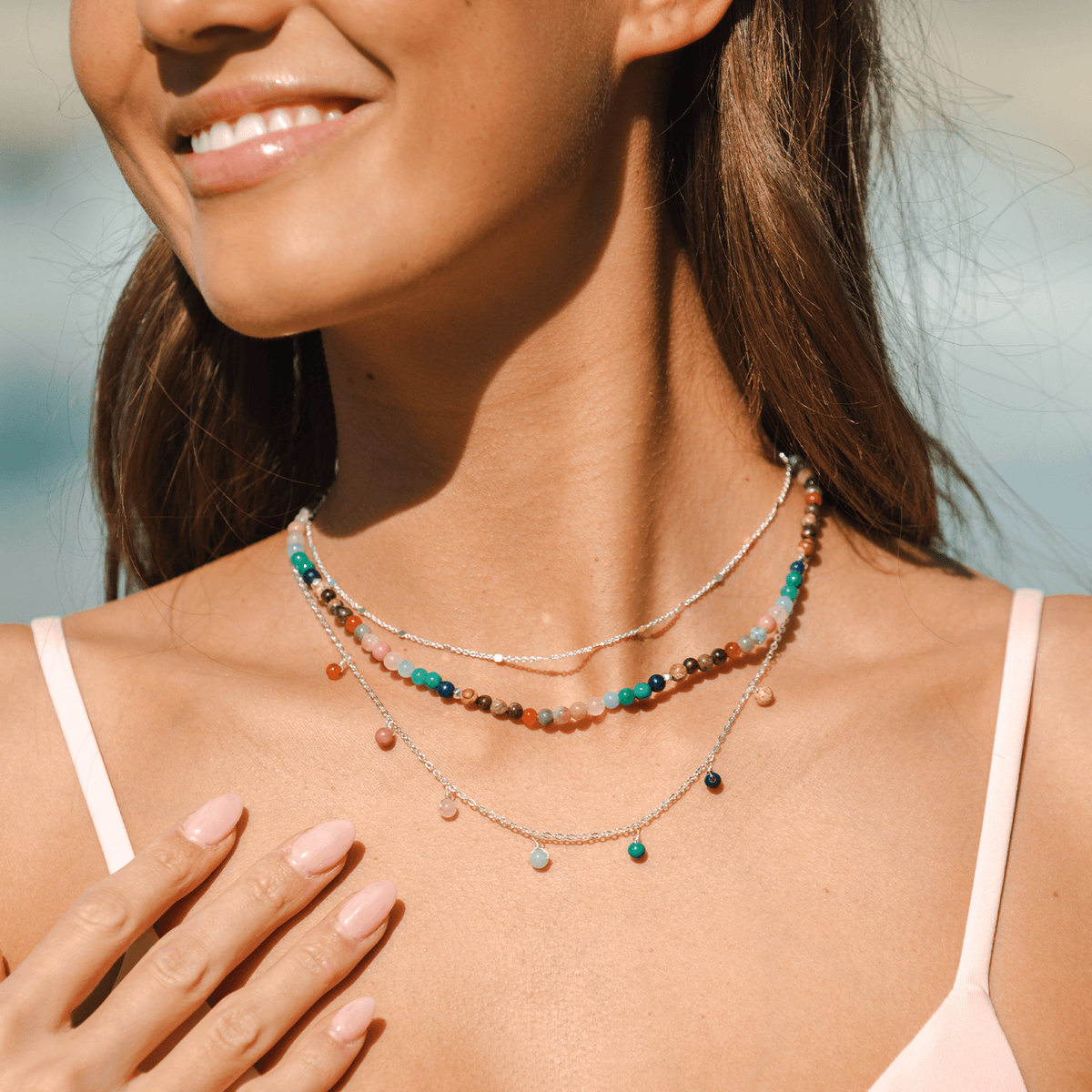 Master Healer Dewdrop + Circles in the Sand Necklace Stack