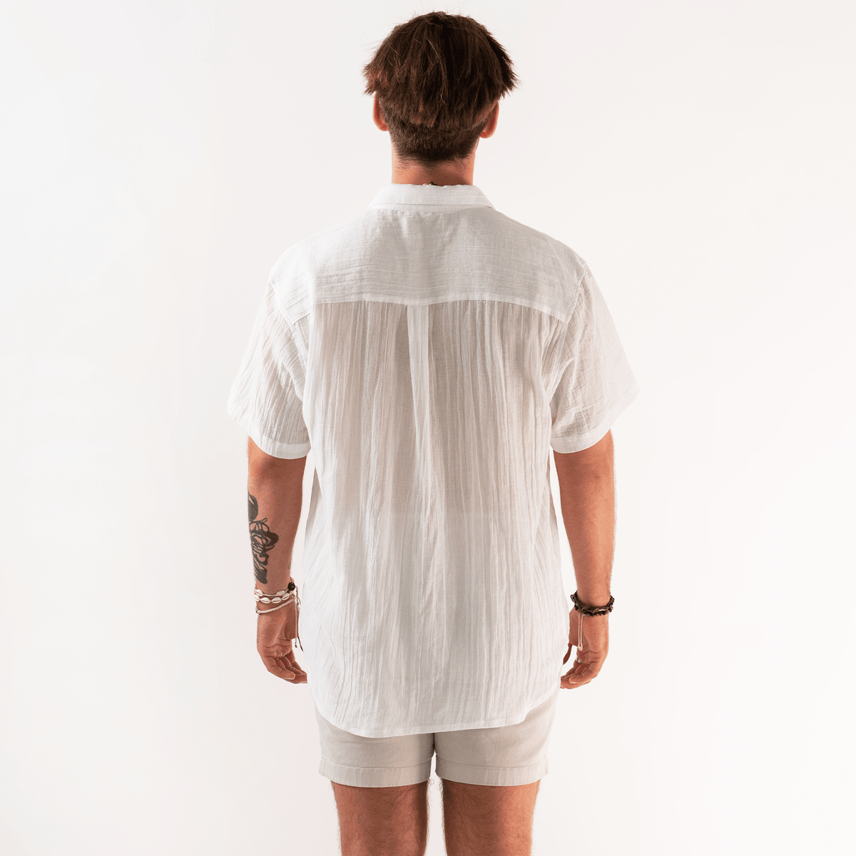 Men&#39;s White Cotton Button Up Shirt - LotusAndLuna