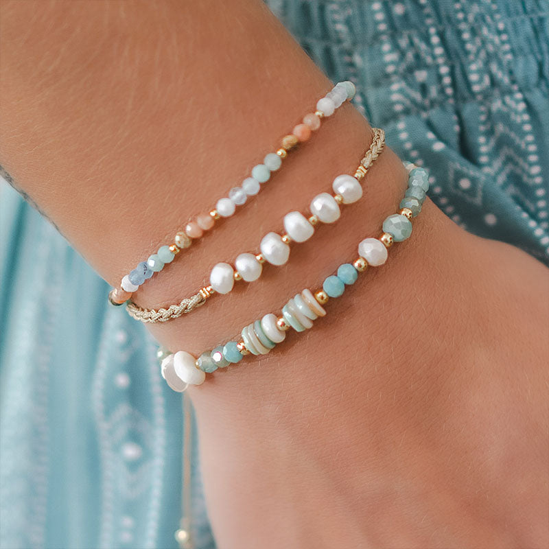 Seafoam Pearl Bracelet Stack