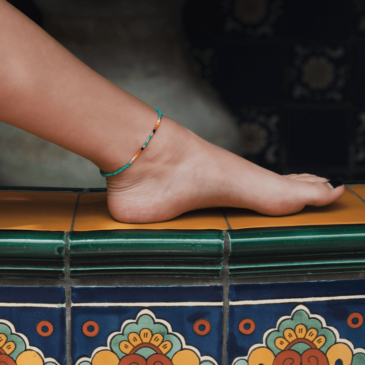 Soleil Sunset Beaded Anklet - LotusAndLuna